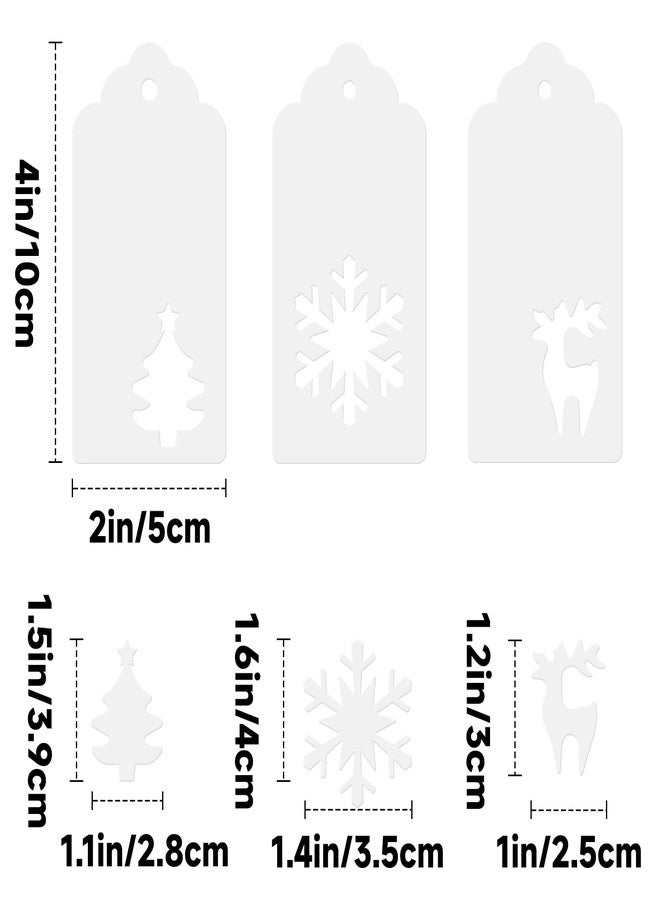 KINGLAKE Tags - 150 Pcs with String, White Xmas Holiday Blank Paper Gift Tags for Presents, Hollow Christmas Tree Snowflake Reindeer Xmas Labels - Image 2